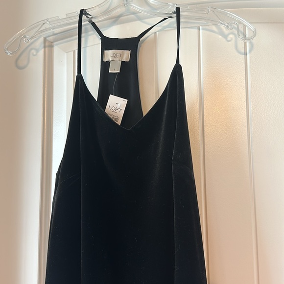 NWT Loft size small Black Velvet Racer Back Swing Dress - Picture 4 of 4